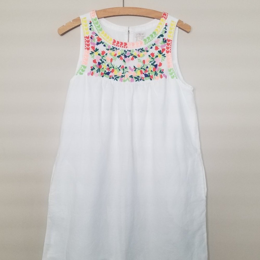 J.Crew White Embroidered Floral Dress
